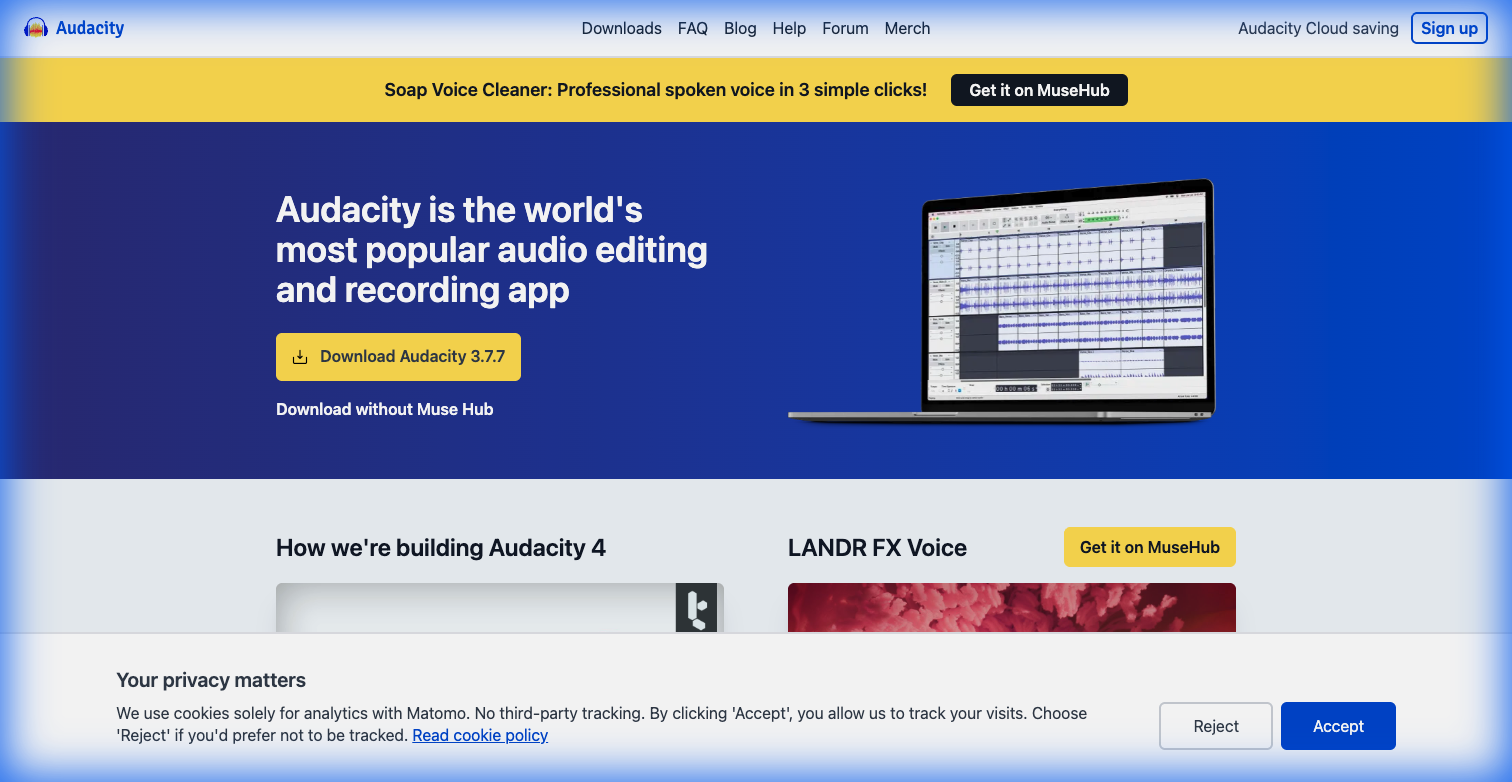 Audacity homepage